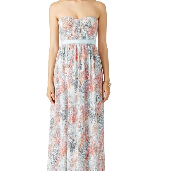BCBGMAXAZRIA Printed Blue Amber Gown Dress Strapless Sundress Size 6 - Picture 1 of 13